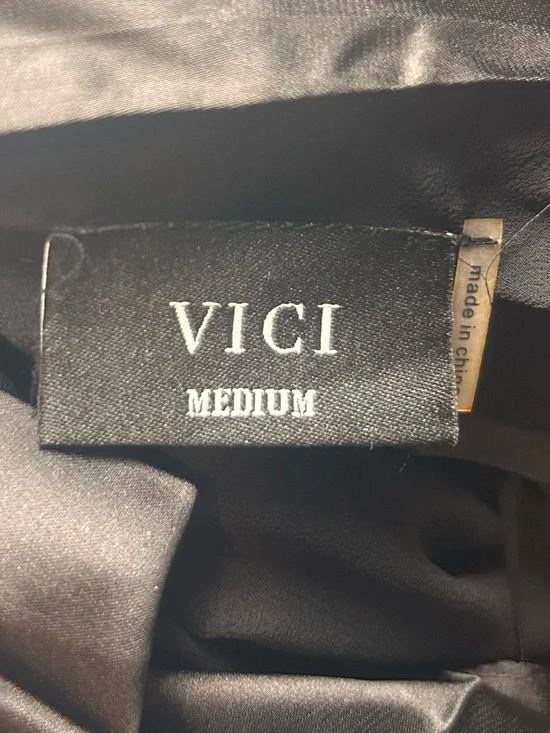 Vici Black Asymmetrical One-Shoulder Pleated Maxi Dress Size M Formal Evening - Picture 11 of 13